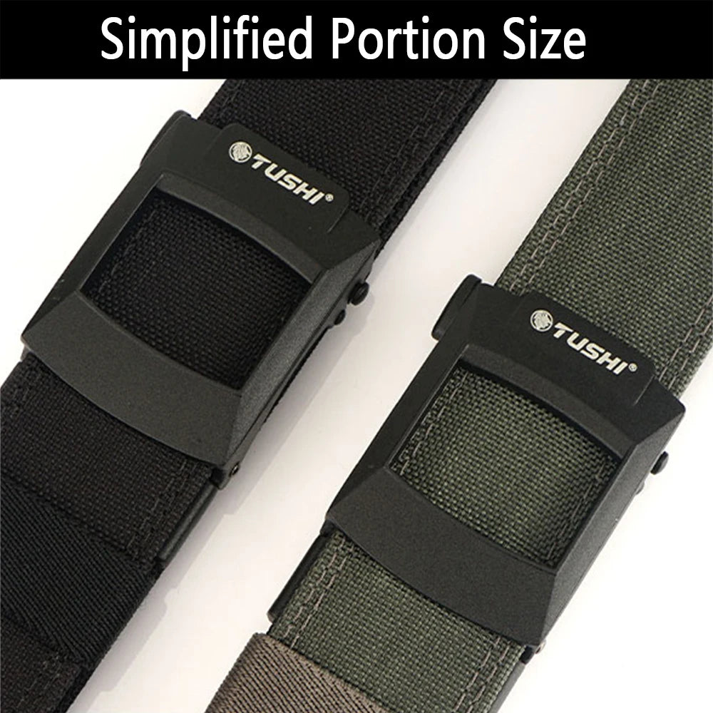 Mens Belt | Tactical Gun Belt | TUSHI EDC Hard Tactical Belt for Men Metal Automatic Buckle IPSC Gun Belt 1100D Nylon Military Belt Outdoor Sports Girdle Male