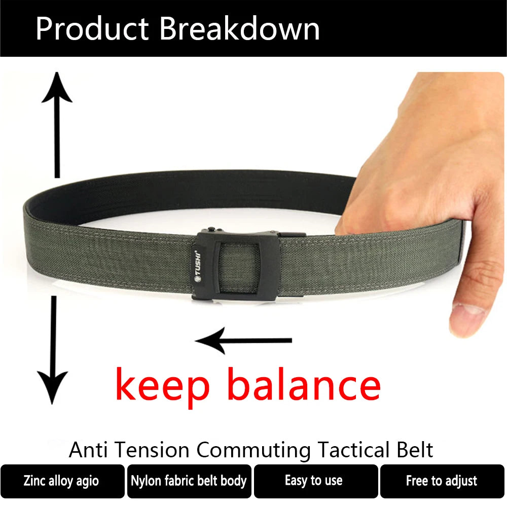 Mens Belt | Tactical Gun Belt | TUSHI EDC Hard Tactical Belt for Men Metal Automatic Buckle IPSC Gun Belt 1100D Nylon Military Belt Outdoor Sports Girdle Male