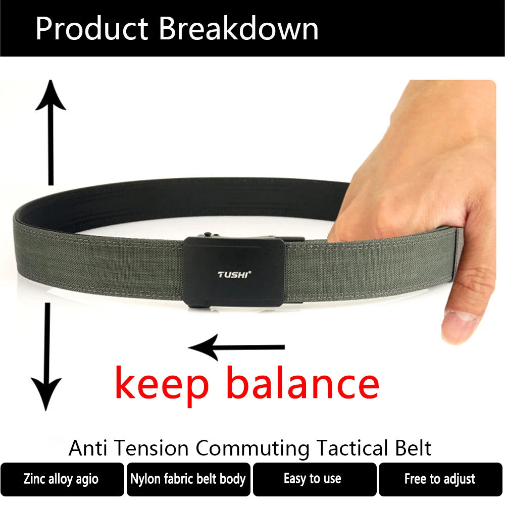 Mens Belt | Tactical Gun Belt | TUSHI Hard Tactical Belt for Men Metal Automatic Buckle IPSC Gun Belt 1100D Nylon Military Belt Outdoor EDC Sports Girdle Male