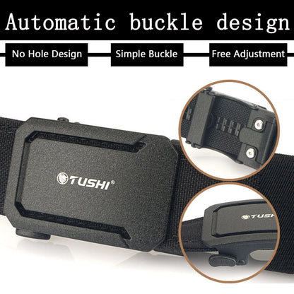 Mens Belt | Tactical Belts | TUSHI Military Belt for Men Sturdy Nylon Metal Automatic Buckle Police Duty Belt Tactical Outdoor Girdle IPSC Sports Accessories