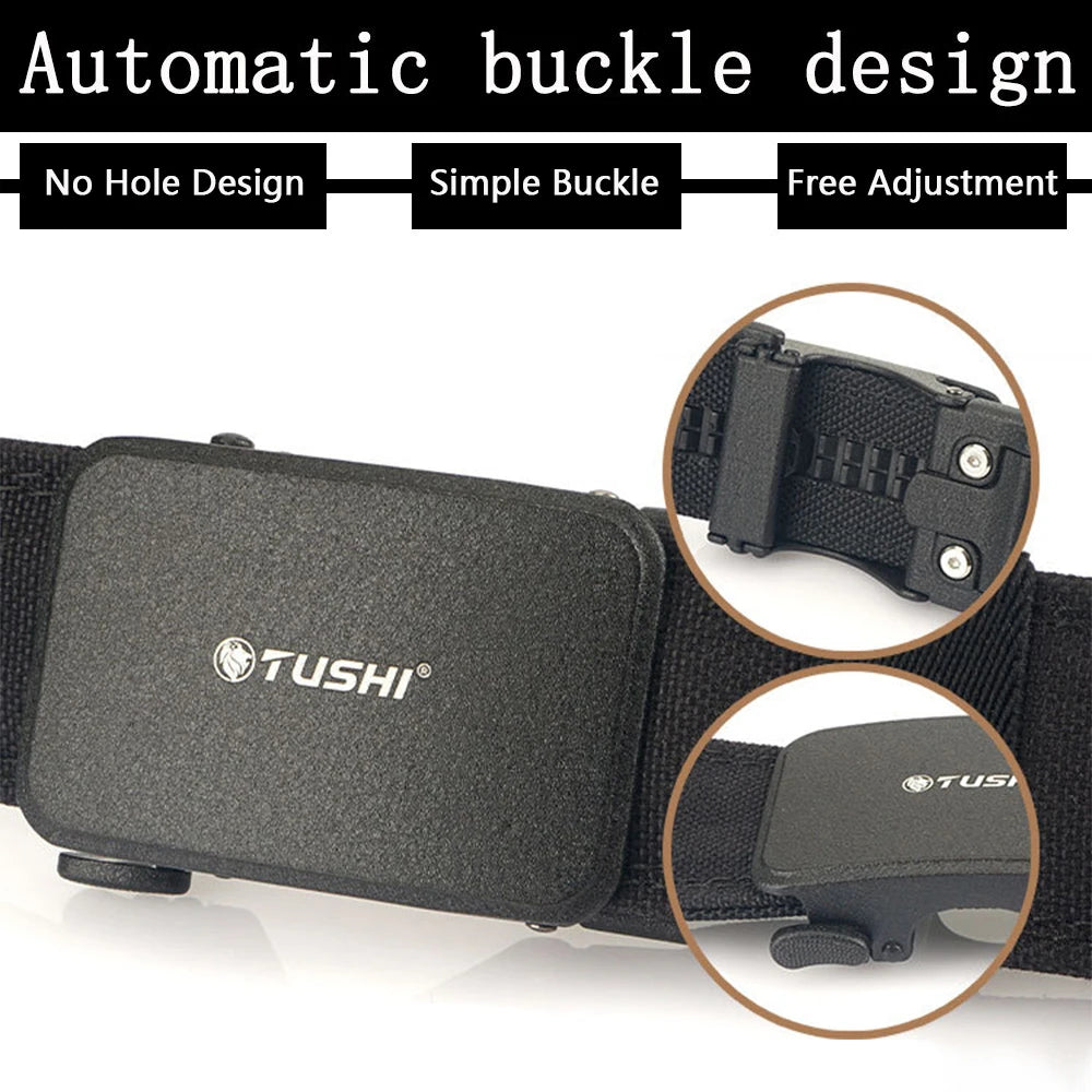 Mens Belt | Tactical Gun Belts | TUSHI 1100D Nylon Hard Tactical Belt for Men Metal Automatic Buckle IPSC Gun Belt Military Belt Outdoor Sports Accessories