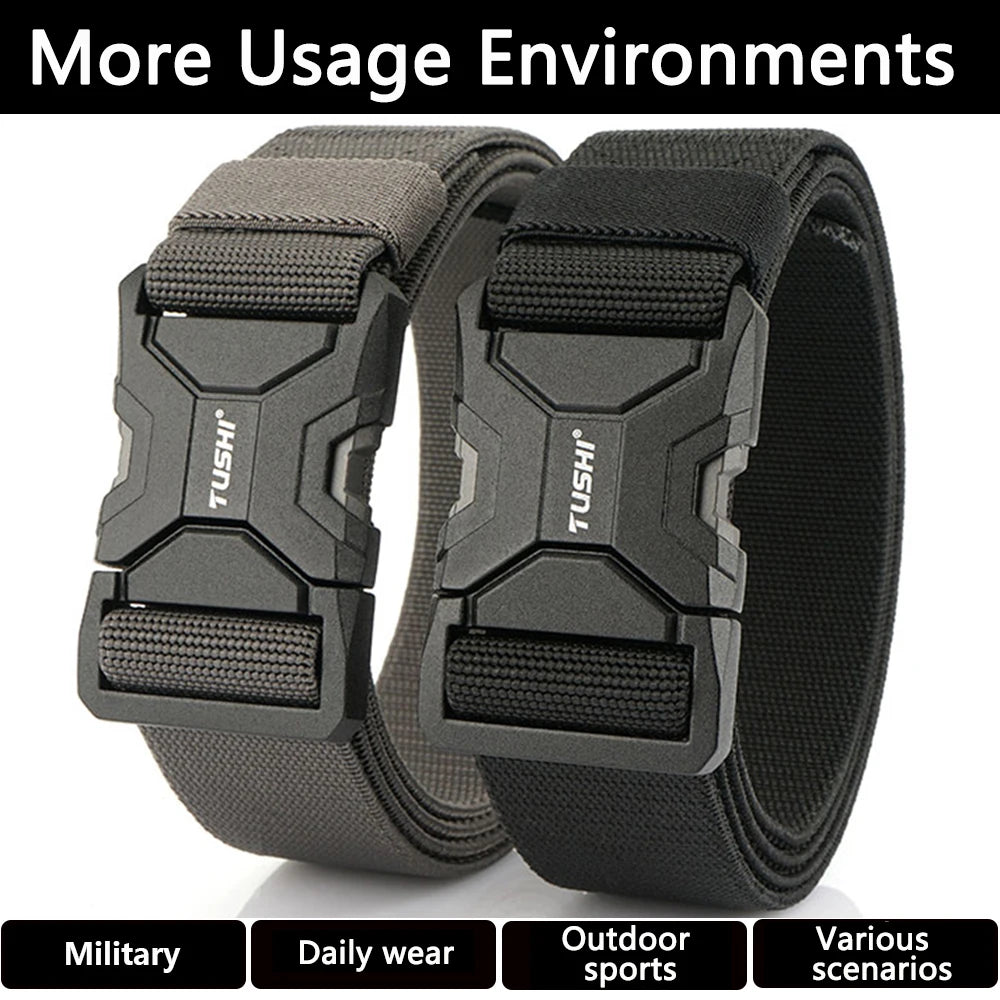 Mens Belt | Tactical Belt | TUSHI Alloy Quick Release Pluggable Buckle Elastic Belts For Men Durable Tactical Belt Cowboy Outdoor Military Belt Hunting