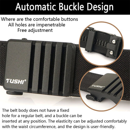 Mens Belt | Tactical Gun Belt | TUSHI Hard Tactical Belt for Men Metal Automatic Buckle IPSC Gun Belt 1100D Nylon Military Belt Outdoor Sports Girdle Male