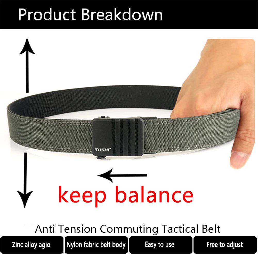 Mens Belt | Tactical Gun Belt | TUSHI Hard Tactical Belt for Men Metal Automatic Buckle IPSC Gun Belt 1100D Nylon Military Belt Outdoor Sports Girdle Male