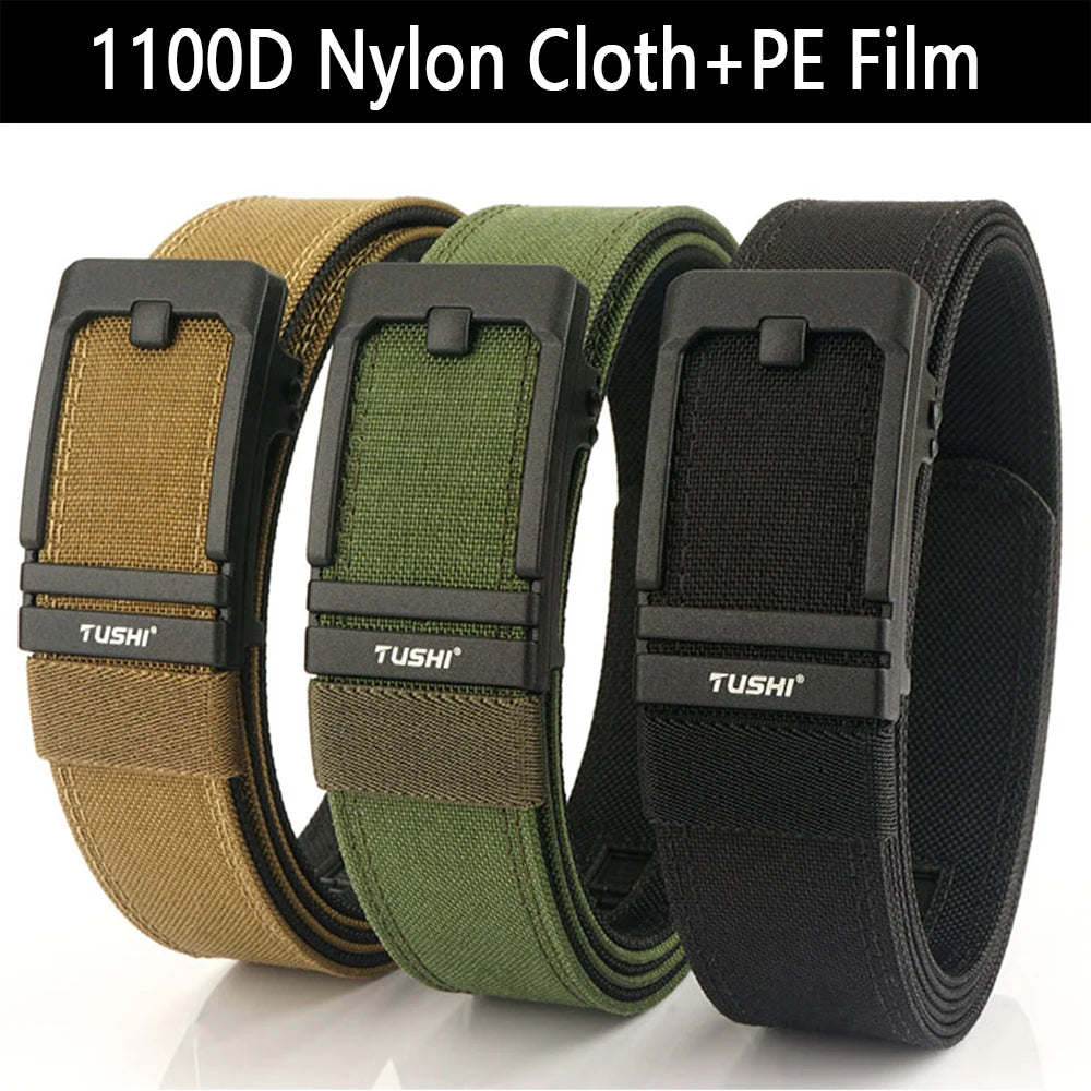 Mens Belt | Tactical Belt | TUSHI Military Belt for Men Sturdy Nylon Metal Automatic Buckle Police Duty Belt Tactical Outdoor Girdle IPSC Accessories