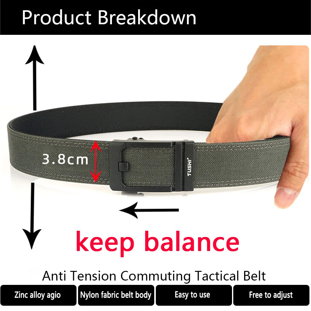 Mens Belt | Tactical Belt | TUSHI Military Belt for Men Sturdy Nylon Metal Automatic Buckle Police Duty Belt Tactical Outdoor Girdle IPSC Accessories