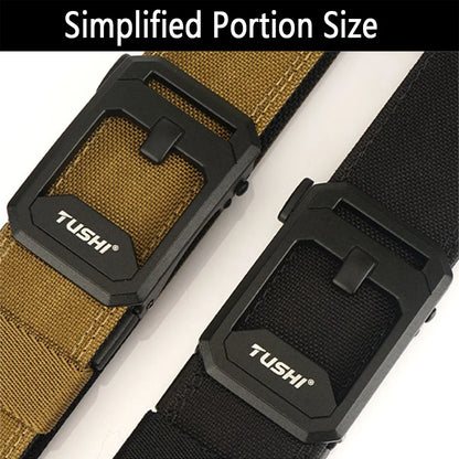 Mens Belt | Tactical Belt | TUSHI Tactical Belt for Men Sturdy Nylon Metal Automatic Buckle Police Duty Military Belt Outdoor Girdle IPSC Accessories