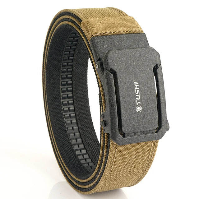 Mens Belt | Tactical Belts | TUSHI Military Belt for Men Sturdy Nylon Metal Automatic Buckle Police Duty Belt Tactical Outdoor Girdle IPSC Sports Accessories