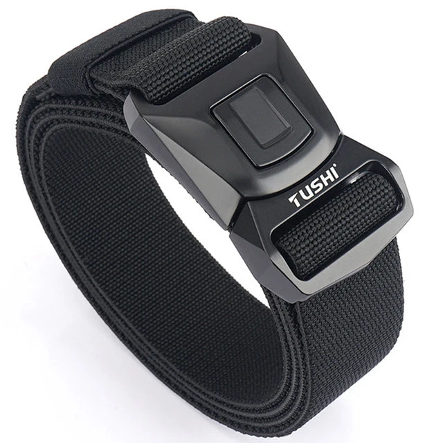 Mens Belt | Tactical Belt | TUSHI Tactical Belt for Men Nylon Metal Automatic Buckle Police Duty Military Belt Outdoor Girdle Casual Elastic Belt Male