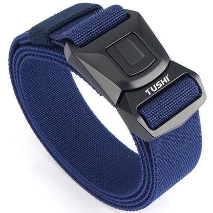 Mens Belt | Tactical Belt | TUSHI Tactical Belt for Men Nylon Metal Automatic Buckle Police Duty Military Belt Outdoor Girdle Casual Elastic Belt Male