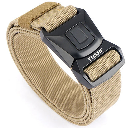 Mens Belt | Tactical Belt | TUSHI Tactical Belt for Men Nylon Metal Automatic Buckle Police Duty Military Belt Outdoor Girdle Casual Elastic Belt Male