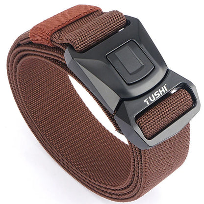 Mens Belt | Tactical Belt | TUSHI Tactical Belt for Men Nylon Metal Automatic Buckle Police Duty Military Belt Outdoor Girdle Casual Elastic Belt Male