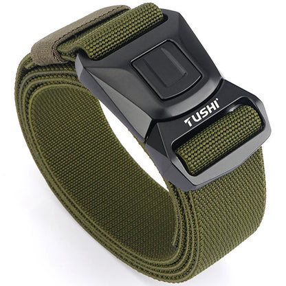 Mens Belt | Tactical Belt | TUSHI Tactical Belt for Men Nylon Metal Automatic Buckle Police Duty Military Belt Outdoor Girdle Casual Elastic Belt Male