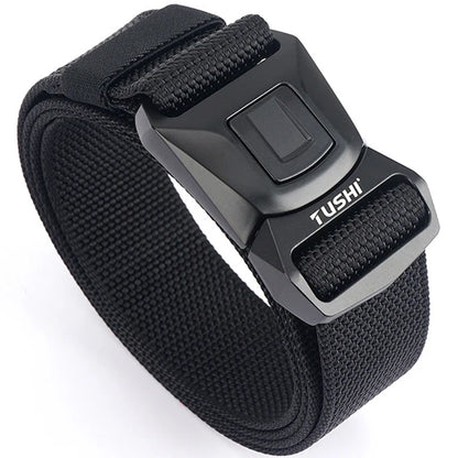 Mens Belt | Tactical Belt | TUSHI Tactical Belt for Men Nylon Metal Automatic Buckle Police Duty Military Belt Outdoor Girdle Casual Elastic Belt Male