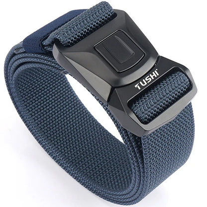 Mens Belt | Tactical Belt | TUSHI Tactical Belt for Men Nylon Metal Automatic Buckle Police Duty Military Belt Outdoor Girdle Casual Elastic Belt Male