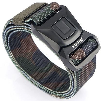 Mens Belt | Tactical Belt | TUSHI Tactical Belt for Men Nylon Metal Automatic Buckle Police Duty Military Belt Outdoor Girdle Casual Elastic Belt Male