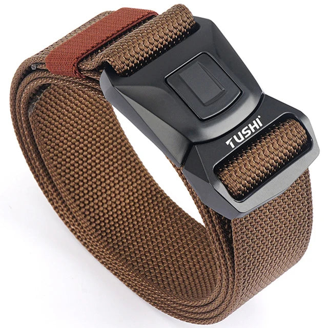 Mens Belt | Tactical Belt | TUSHI Tactical Belt for Men Nylon Metal Automatic Buckle Police Duty Military Belt Outdoor Girdle Casual Elastic Belt Male