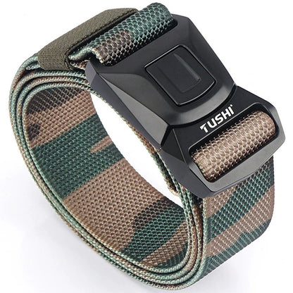 Mens Belt | Tactical Belt | TUSHI Tactical Belt for Men Nylon Metal Automatic Buckle Police Duty Military Belt Outdoor Girdle Casual Elastic Belt Male