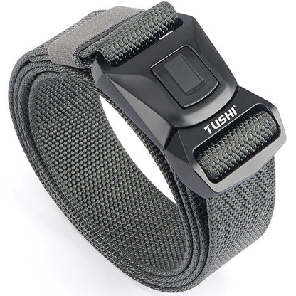 Mens Belt | Tactical Belt | TUSHI Tactical Belt for Men Nylon Metal Automatic Buckle Police Duty Military Belt Outdoor Girdle Casual Elastic Belt Male