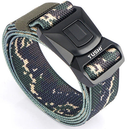 Mens Belt | Tactical Belt | TUSHI Tactical Belt for Men Nylon Metal Automatic Buckle Police Duty Military Belt Outdoor Girdle Casual Elastic Belt Male