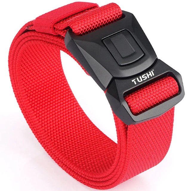 Mens Belt | Tactical Belt | TUSHI Tactical Belt for Men Nylon Metal Automatic Buckle Police Duty Military Belt Outdoor Girdle Casual Elastic Belt Male