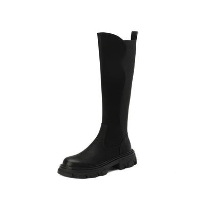 Women's Boots for Autumn and Winter Season | Isplit Leather Knee High Chunk Platforms Knight Warm Long Shoes High Boots